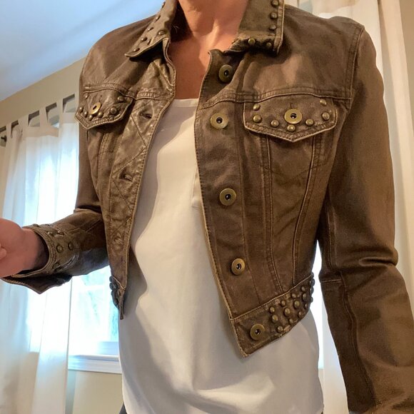 Wilsons Leather Jackets & Blazers - Wilsons Leather Crop Studded Leather Jacket